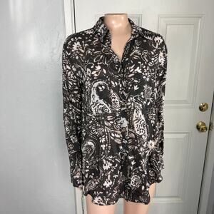 NEW Pilcro Women's Shirt S Romy Relaxed L/S Cotton Button Anthropologie E3-26